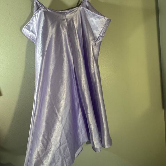 VTG Y2K Secret Treasures Satin Lace Slip Dress | Frost Lilac Tie Front (Size M) - Picture 6 of 9
